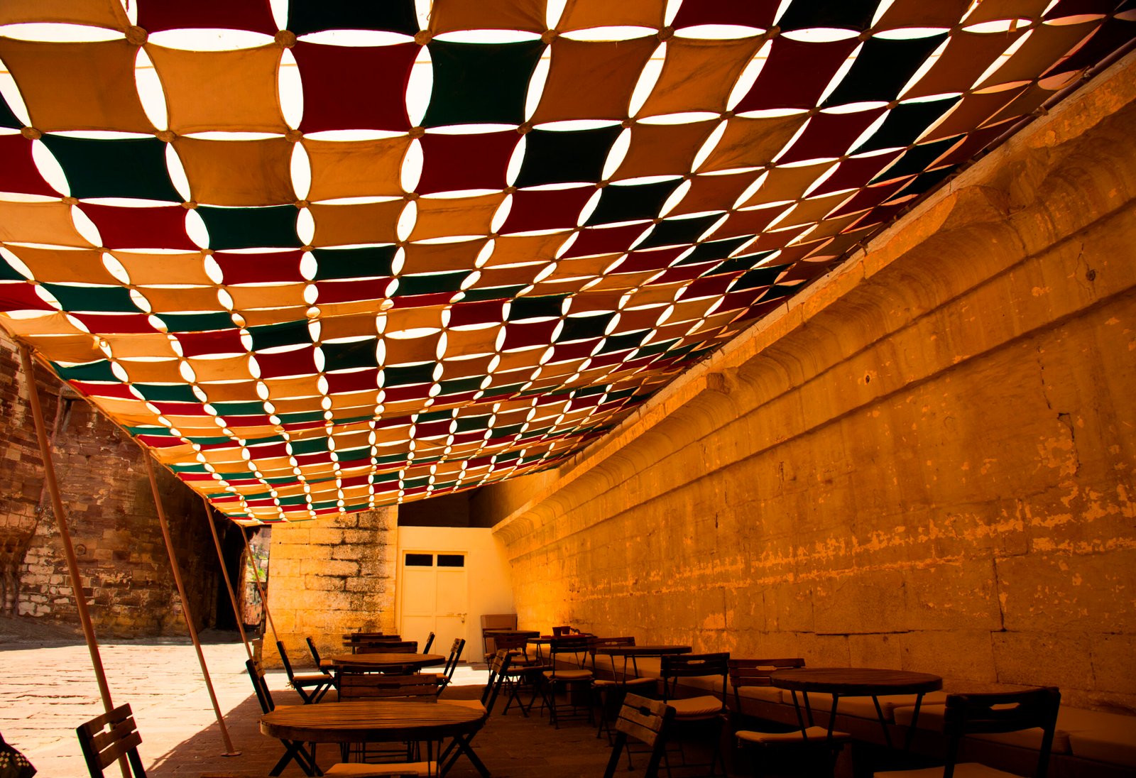 A summer shamiyana tent, India