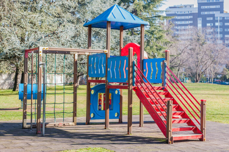 Plastic playground in the park.  Chidren's playground.