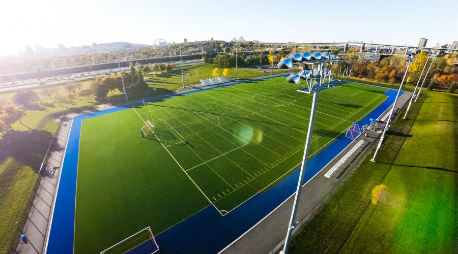 Aerial View of Outdoor American Football Field
