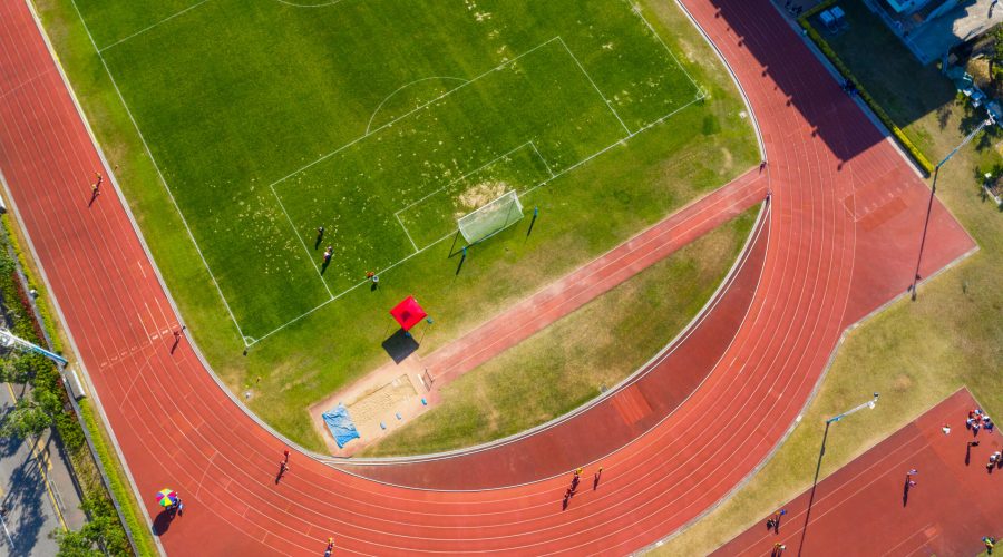 Kowloon Bay, Hong Kong, 29 January 2019- Top view of sport stadium
